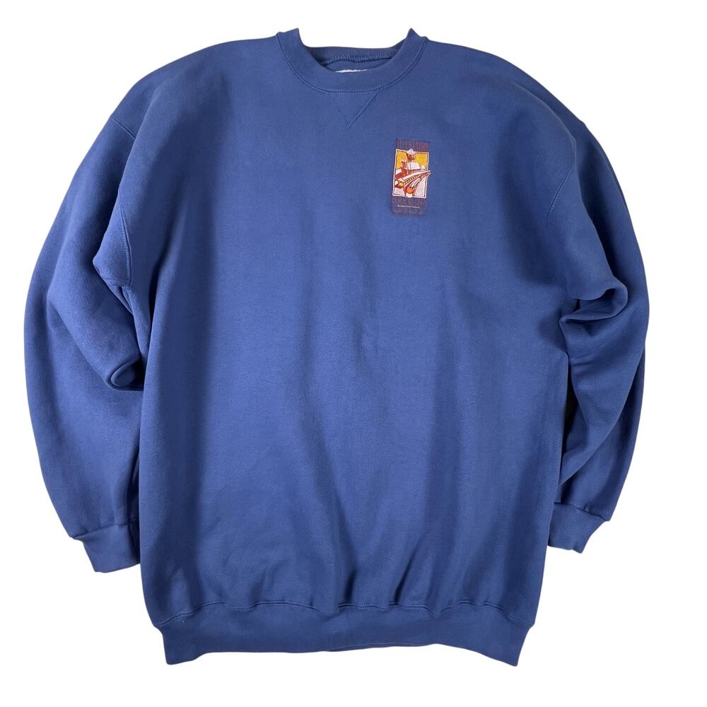 Vintage SANTEE Heavyweight Sweatshirt Mens 2XL USA Titletown Brewing Slate Blue